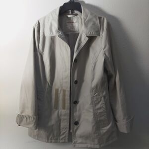 Misses Eddie Bauer Beige Button-Up Jacket Hoop And Loop Petite Med